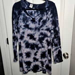 Victoria's Secret PINK Tie Dye Waffle Henley Sleep Shirt - XXL